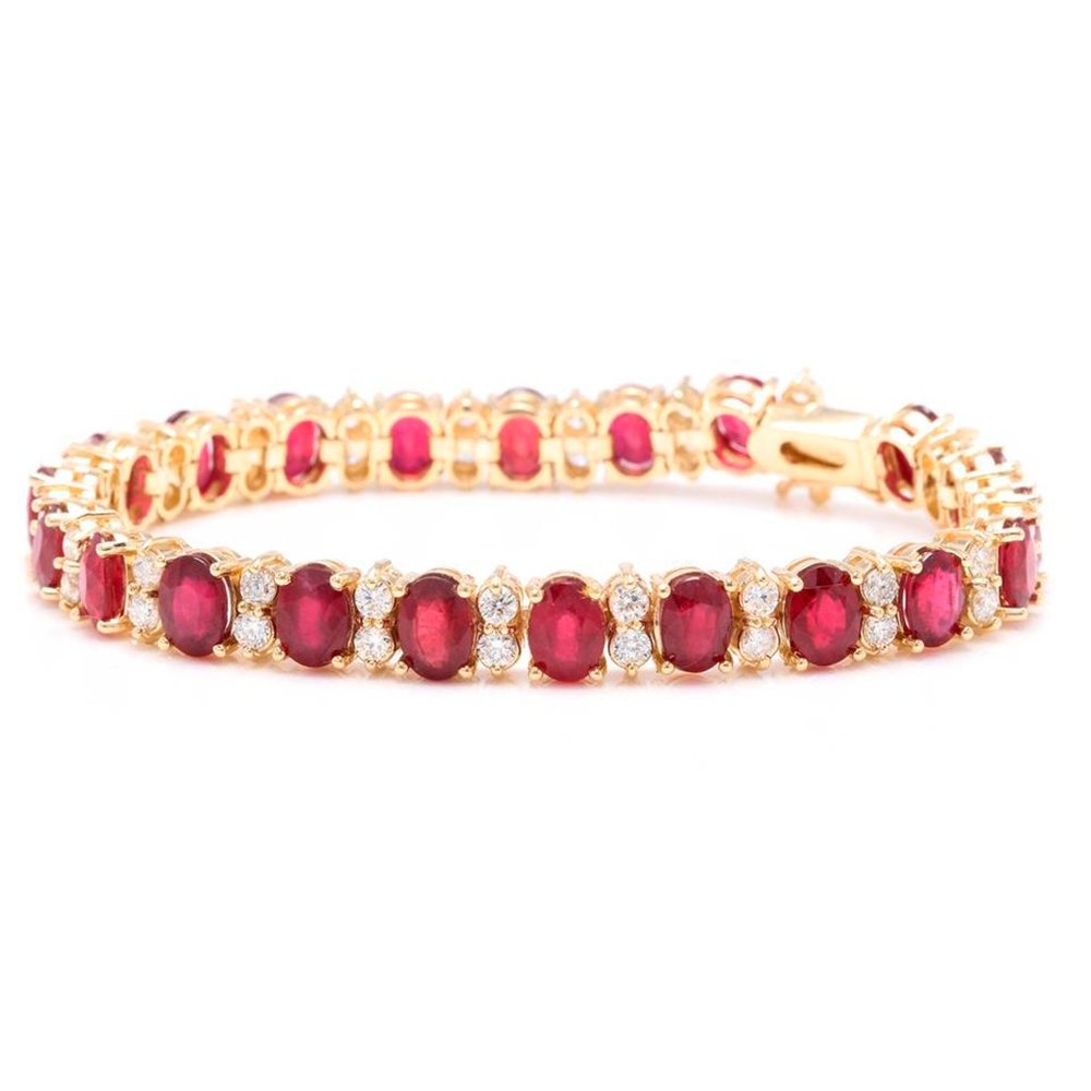 29.80 Ct Ruby & Diamond 14KW Gold Bracelet